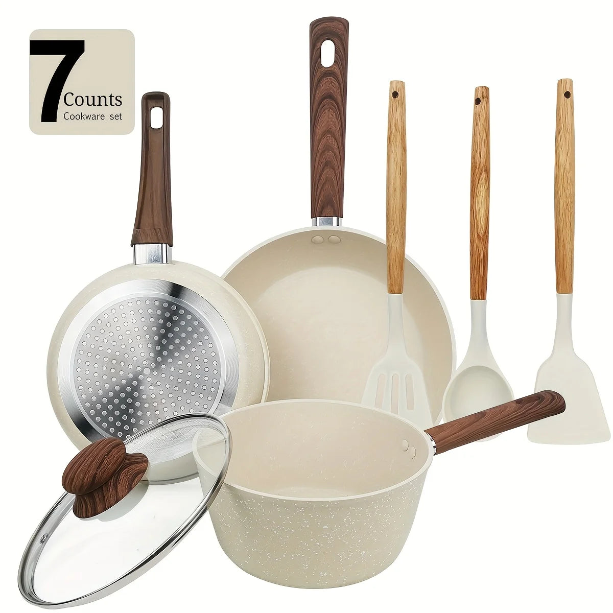 15/12/7pcs POTS And Pans Set, Non-stick Cookware Set, Induction Cookware Non-stick Cooking Set, Including Frying Pan, Pan, Steam