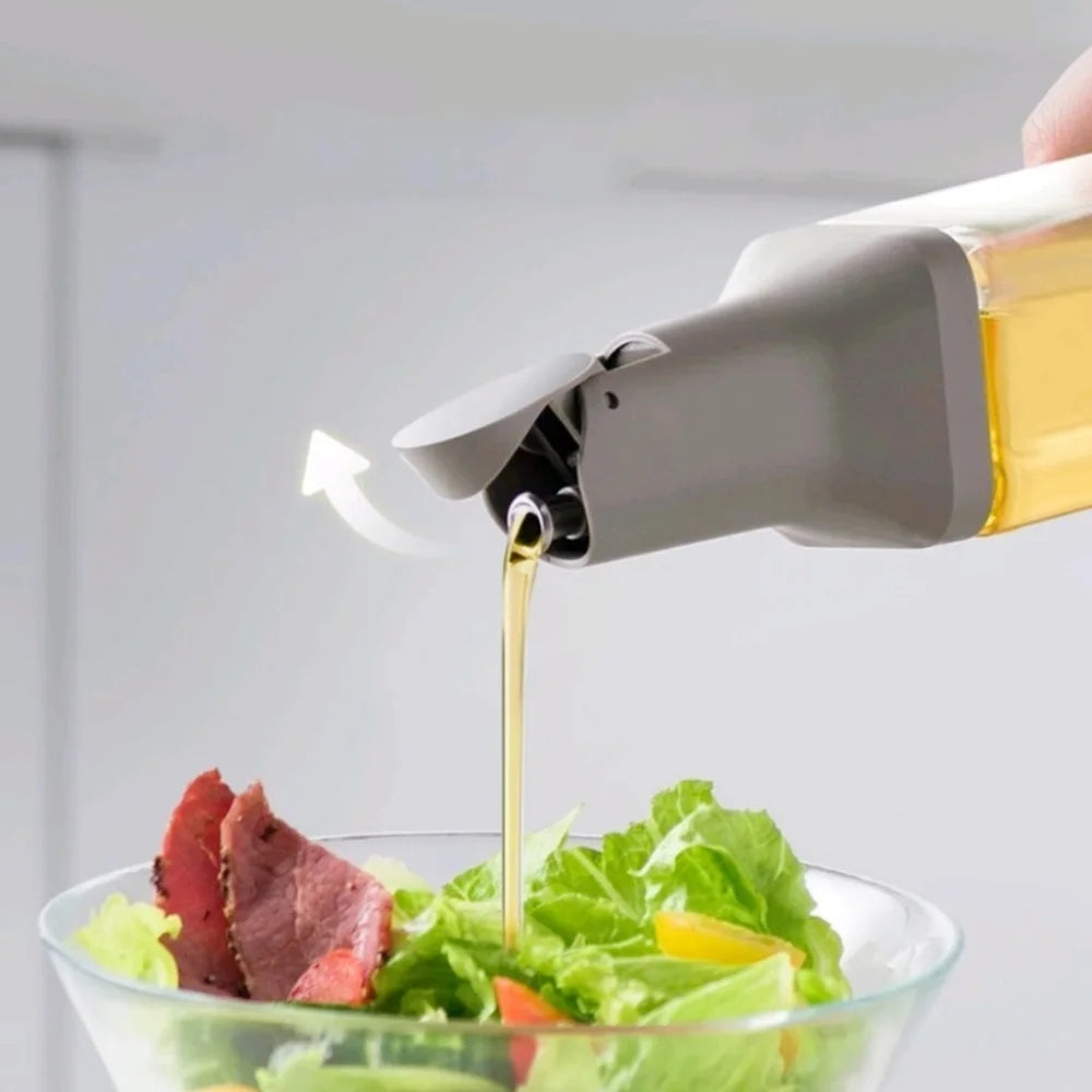 500ml Glass Oil Bottle Opening And Closing Olive Oil Condiment Container Household Kitchen Square Leak-Proof Dispenser Bottle