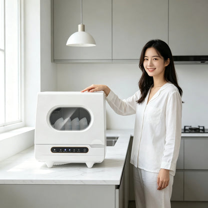 Portable Countertop Dishwasher Compact Dishwasher Mini Countertop Dishwasher 15.74*15.74*17.71in High-Temperature Water Twelve High-Performance Spray Jets Low Noise For Home Apartment Camper Rv