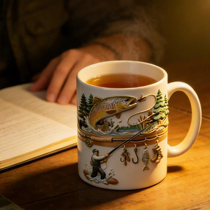 Fishing Mug 350ml Ceramic Funny Novelty Drinkware Fisherman Coffee Mug water Cup For Daily Outdoor Camping Household Use Mug