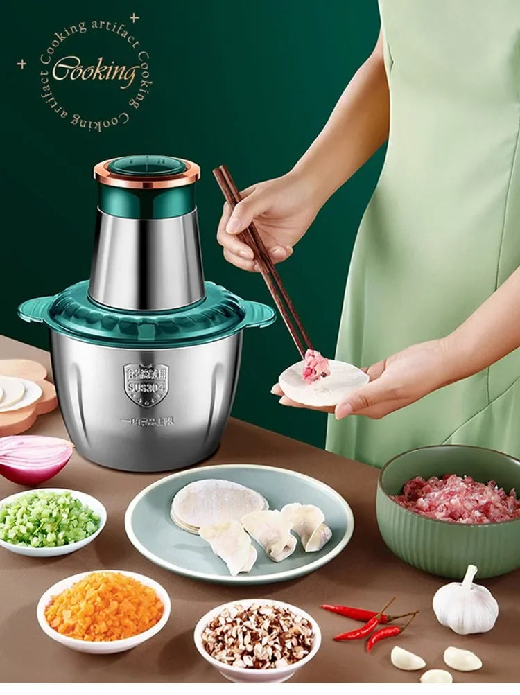 2L 304 Stainless Steel Electric Chopper Meat Grinder Mincer Food Processor Slicer Vegetable food chopper meat slicer machine