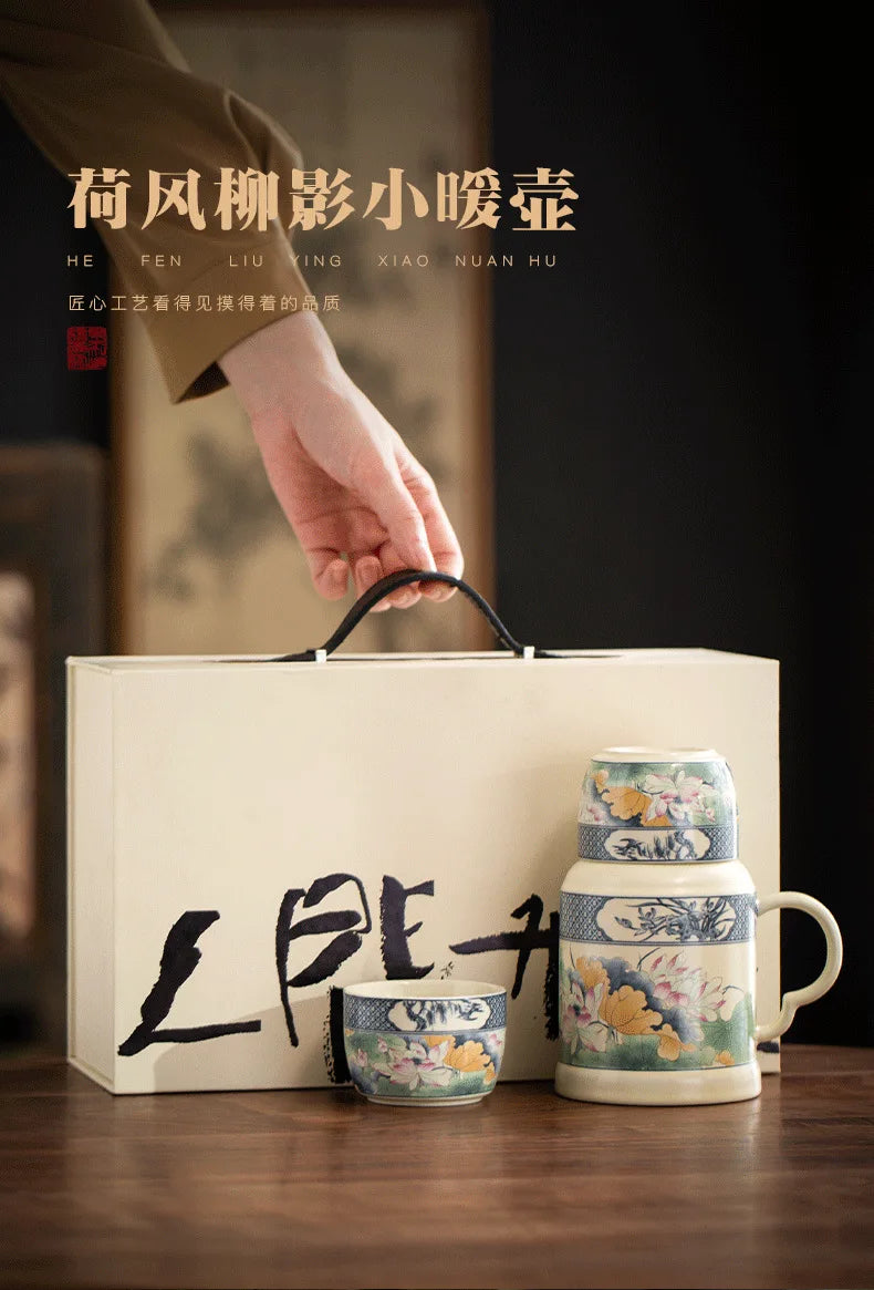 650ml Lotus Pond Moonlight Ceramic Water Jug Heat Insulation Water Kettle Carafe Hot and Cold Water Pitcher Teaware Accessories