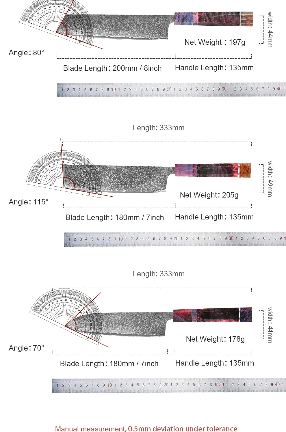 1-5 PCS Kitchen Knife set Damascus Steel Japanese chef Knife Santoku Knife Nakiri Knife kiritsuke knife Stable wood Handle