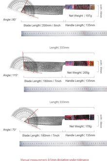 1-5 PCS Kitchen Knife set Damascus Steel Japanese chef Knife Santoku Knife Nakiri Knife kiritsuke knife Stable wood Handle