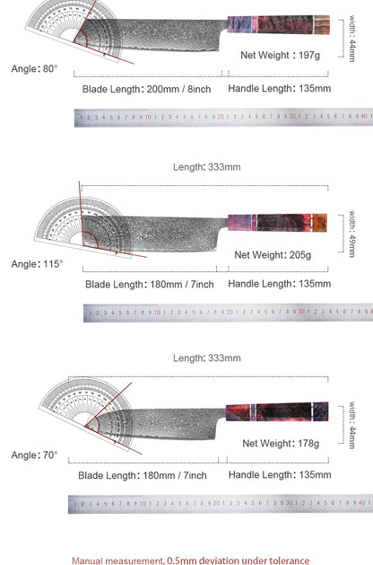 1-5 PCS Kitchen Knife set Damascus Steel Japanese chef Knife Santoku Knife Nakiri Knife kiritsuke knife Stable wood Handle