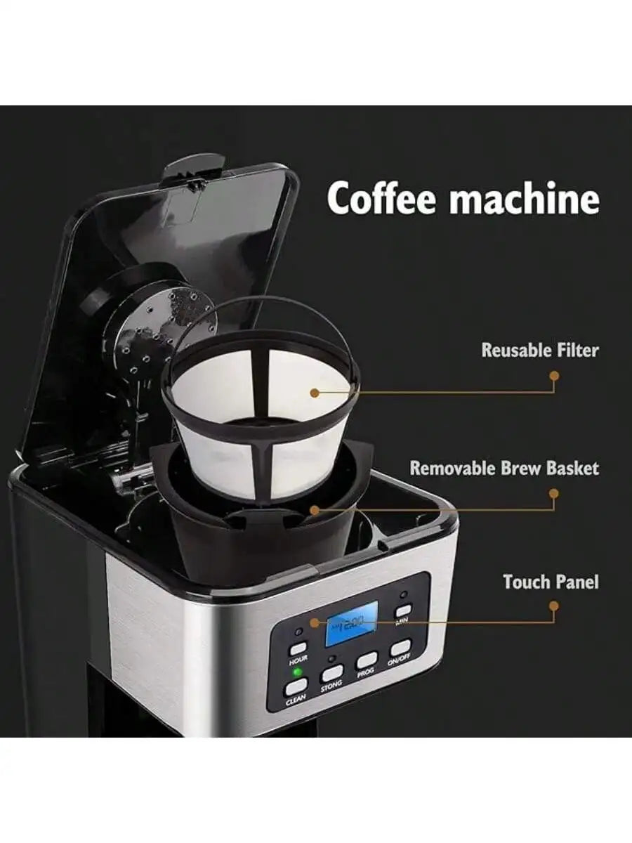 SOKANY Programmable Drip Coffee Maker 12 Cup With 24H Timer Strong Brew LCD Display Keep Warm Auto Shut Off for Home Kitchen