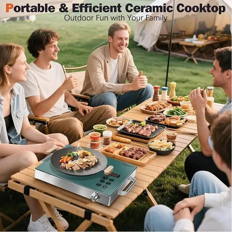 Karinear Single Burner Electric Cooktop, 110V One Burner Electric Stove With Handle, 1800W Protable Ceramic Stove Top For Outdoo