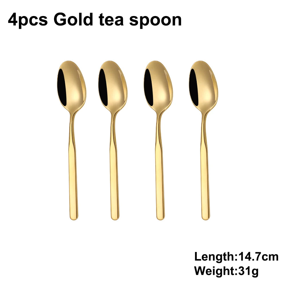 4/6/12/16/18/20/24Pcs Gold Cutlery Set Stainless Steel 304 Tableware Elegant Western Knife Fork Spoon Mirror Dinner Set