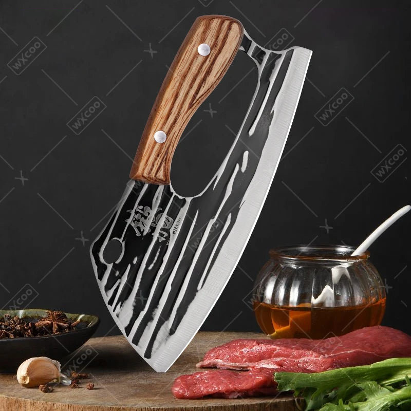 WXCOO Handmade Forged Knife Butcher Cleaver Knife Meat Cutting Japanese Kitchen Pork Bone Shaving Knives Boning Knife
