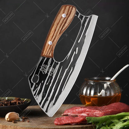 WXCOO Handmade Forged Knife Butcher Cleaver Knife Meat Cutting Japanese Kitchen Pork Bone Shaving Knives Boning Knife
