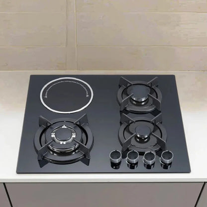 Gas Stove 3 Gas 1 Electric Burner, Ceramic Cooktop, Multi-Function Kitchen Appliance, High Efficiency Cooking Range