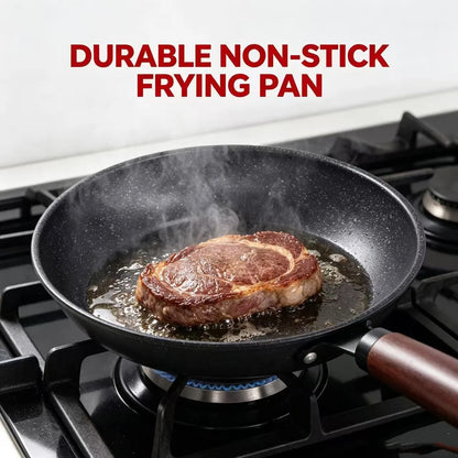Granite Non Stick Frying Pan, Household Skillet for Steak Egg Pancake, All Stoves Compatible, Works with Induction & Gas Stove