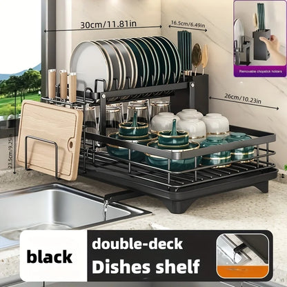 Commercial-Grade Dish Drying Rack – 2-Tier Stainless Steel with Water Catch Tray, Rust-Proof for Home or Business