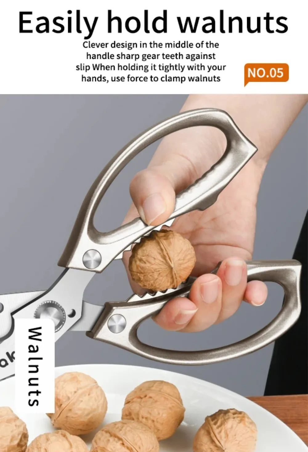 Japanese High-Carbon Steel Poultry Shears - Heavy Duty Kitchen Scissors for Chicken, Meat, Seafood & Bones
