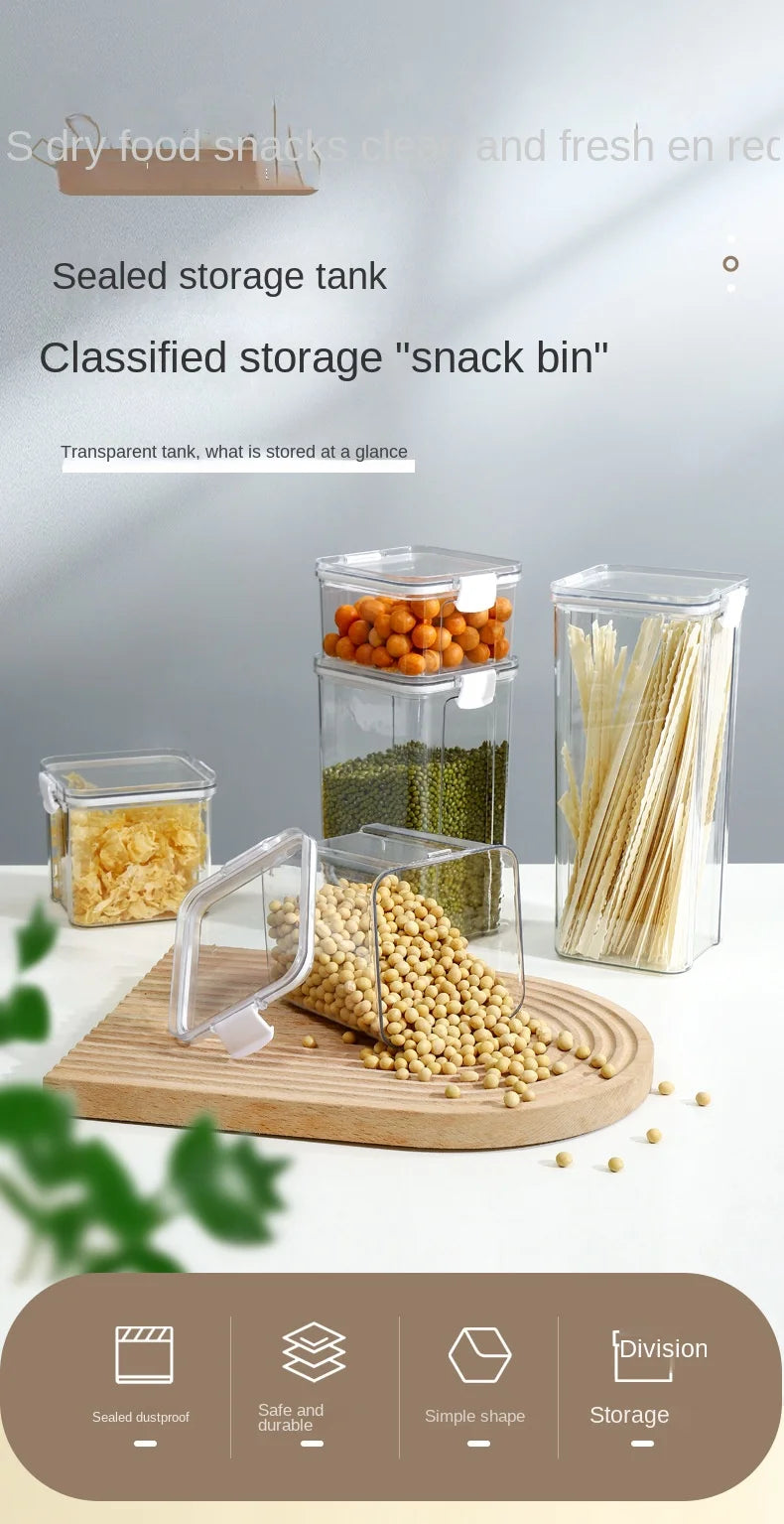 1-5PCS Sealed Jars Large Capacity Waterproof Transparent Scene Kitchen Candy Dried Grain Storage With Lid Fridge Storage Tank