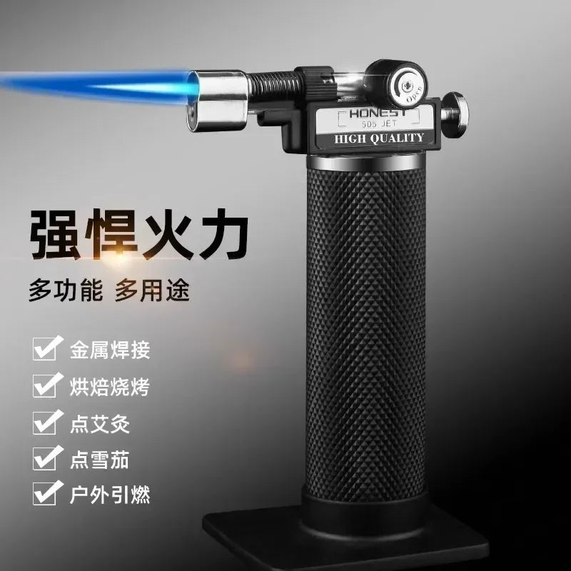 HONEST Double Flame Welding Gun Gas Torch Lighter Safety Lock Switch Jet Fire Open Fire Switching BBQ Kitchen Cigar Lighters