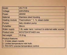 STLF 9Bar Italian Pump Commercial Coffee Machine Stainless Steel Boiler PID Temperature Control System 58mm Extraction