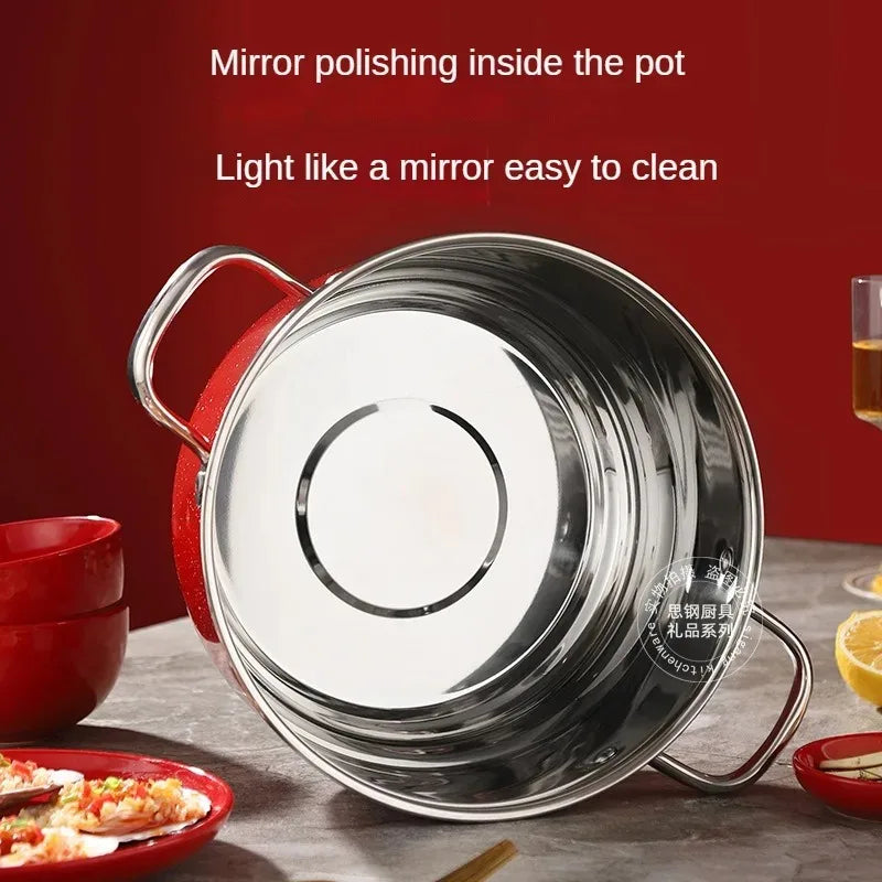 Korean single handle soup stew pot super thick polished non-magnetic bottom nonstick pan ramen pot home food cooking milk pot