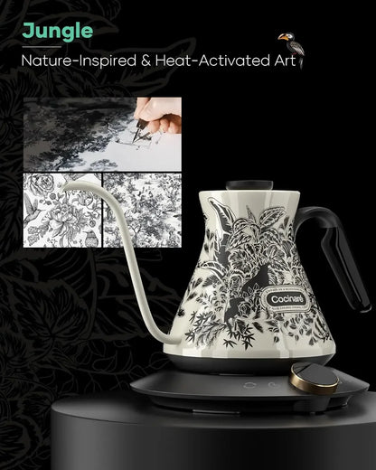 FLOW M6 Pro Electric Gooseneck Kettle with Color-Changing Design, ±0.5℉ Temperature Control for Pour-over Coffee & Tea, Stainles