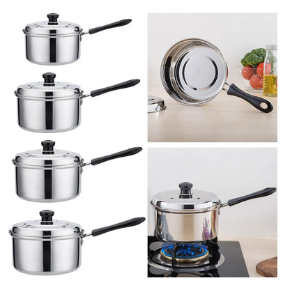 Nonstick Saucepan with Lid Stainless Steel Multipurpose Easy Clean Sauce Pan for Hotel Indoor Outdoor Hiking Teahouse Restaurant