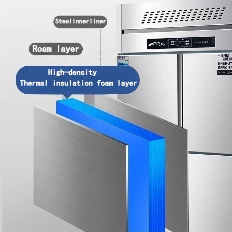 2025 Commercial 4-Door Stainless Steel Refrigerator - Single Temperature Zone, Heavy Duty for Restaurants & Retail Shops
