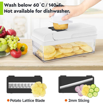 15-in-1 Vegetable Chopper, 7 Blade Veggie Chopper, Practical Food Chopper with Container, Cheese Grater, Home Essentials