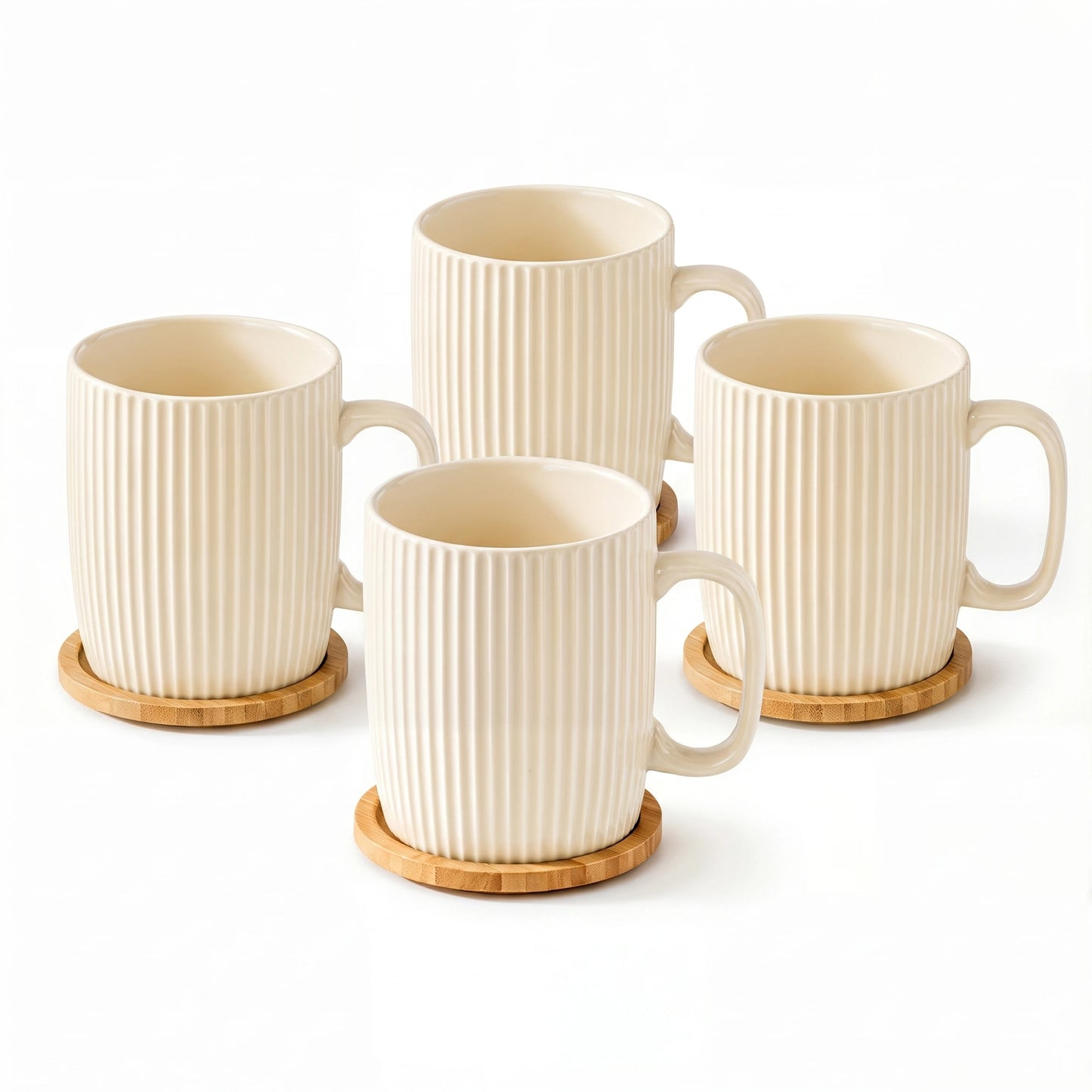 Colorful Ceramic Coffee Mugs Set of 4 – 400ml Stoneware Latte Cups with Handles – Rustic Speckled Design – Microwave & Dishwasher Safe – Perfect for Tea, Hot Chocolate, Farmhouse or Modern