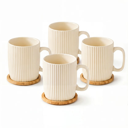 Colorful Ceramic Coffee Mugs Set of 4 – 400ml Stoneware Latte Cups with Handles – Rustic Speckled Design – Microwave & Dishwasher Safe – Perfect for Tea, Hot Chocolate, Farmhouse or Modern