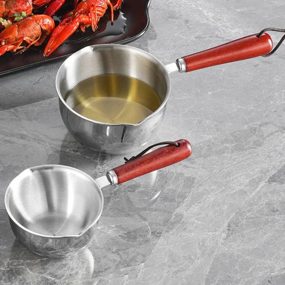 1pc 150/300/500ML Stainless Steel Mini Frying Pan Hot Oil Pan Hot Sauce Small Pot Cooking Butter Melting Pot Kitchen Supplies