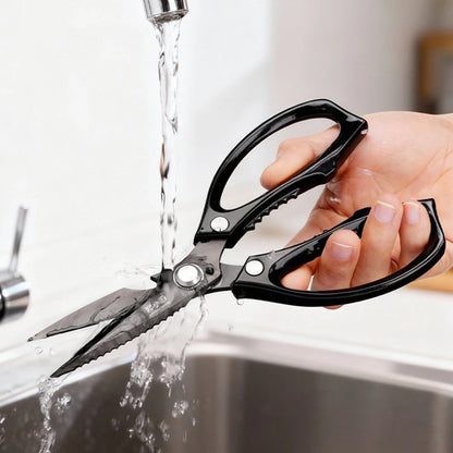 Multifunctional Kitchen Scissors Black Titanium Chicken Bone Scissors Food Scissors for Cutting Chicken, Duck and Goose Bones