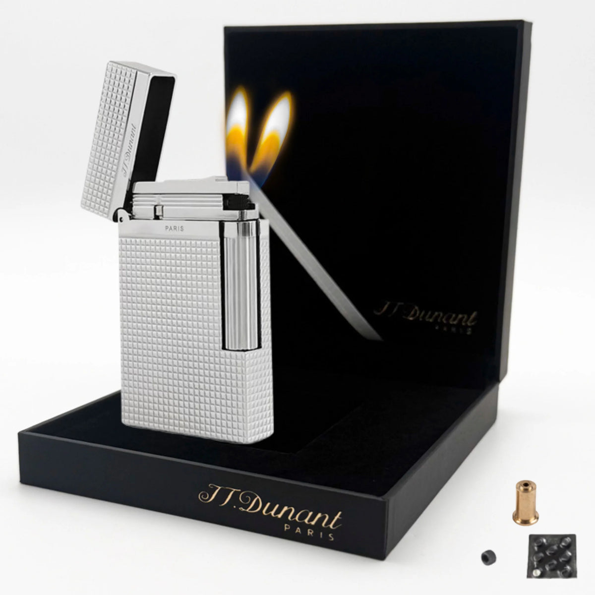JT.Dunant Lighter Ding Sound Brass Metal Refillable Butane Cigar Cigarette Lighters Fuel Men Smoking Accessory