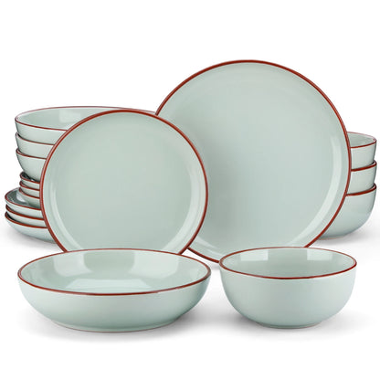 VANCASSO NYMPH 16/32 Piece Ceramic Glaze Tableware Set with Dinner/Dessert/Soup Plate/Bowl  For 4/8 Person 4 Color Optional