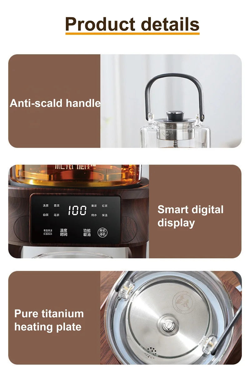 1L Electric Kettle Office Pure Titanium Steam Tea Kettle Home Keep Warm Floral Tea Kettle Auto Water Supply Electric Tea Kettle