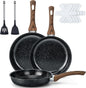 Nonstick Frying Pan Set - 9 Pieces, 3 Sizes (8"/10"/12"), PFOA Free, Induction & Oven Safe, Easy Clean for Home Cooking