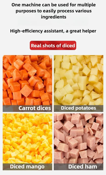 New Commercial Double Spout Vegetable Cutter 4 in 1 Multifunctional Dicing Shredding Slicing Cutting Strips Vegetables