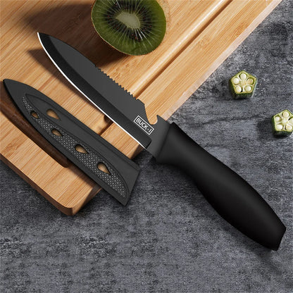 PLYS Sharp Black Steel Kitchen Knife Set Stainless Steel Fruit Knife Household Knife Multifunctional Chef Knife