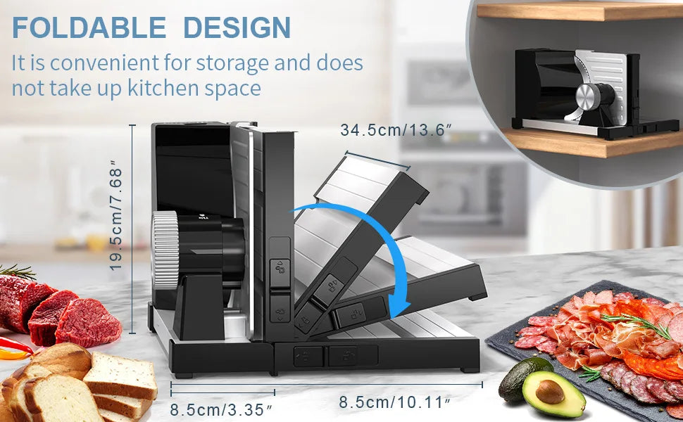 Commercial Meat Slicer 220V | Heavy-Duty Electric Food Slicer for Frozen Meat, Cheese, Bacon | Stainless Steel Blade, Quiet Moto