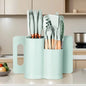 19Pcs Kitchen Knife Block Set,Sharp Stainless Steel Knives with Cutting Board & Scissors,All-in-One Kitchen Starter Set.