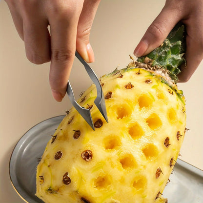 Pineapple Corer Slicer Cutter Pineapple Eye Remover Clip Strawberry Huller Fruits Peeler Stainless Steel Kitchen Knife Gadgets