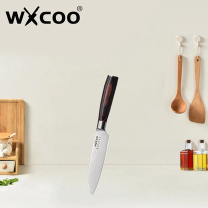 WXCOO Santoku Butcher Carving Knife Japanese Kitchen Knives High Carbon Steel Knife Set Fruit Bread Meat Cleaver Boning Knife