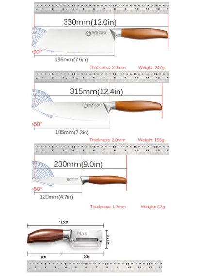 Professional Kitchen Knife for Fruit Peeler Meat Cleaver Chopping Knife Stainless Steel Chef Knife for Cut Meat Removing Bones