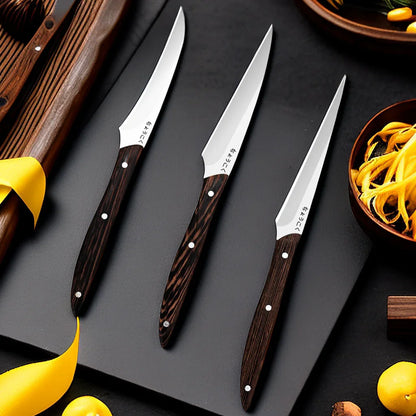 Food Carving Knife 3-piece Set Chef Carved Fruit Decorative Knife Professional Food Carving Sharp Solid Wood Handle Utility Tool