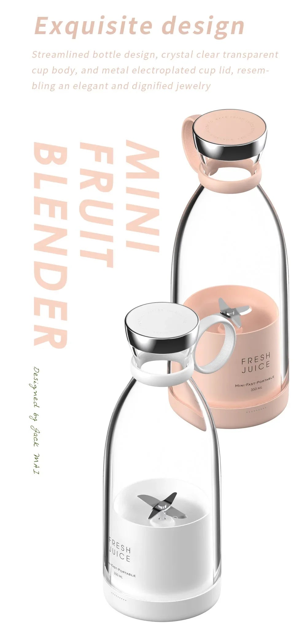 Portable Mini Blender Electric Juicer Fruit Smoothies Mixer Usb Magnetic Charging Multifunctional Juice Maker Machine Blender