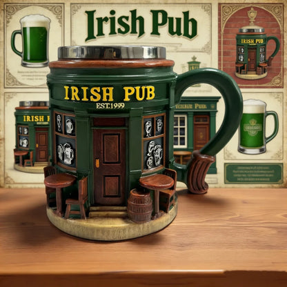 Novelty Irish Pub Design Coffee Mug Vintage Bar Style Cup for Daily & Gift Use