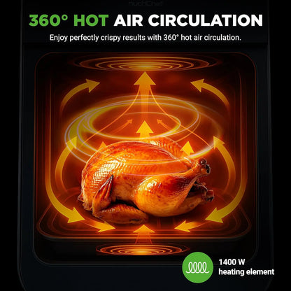 Large 6.3 Quart Air Fryer, 12 Preset Functions with Tenderizing, Digital Display & Transparent Window