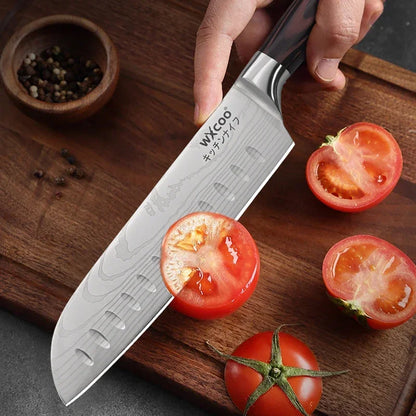 WXCOO Professional Chef Knife Damascus Japanese Stainless Steel Kitchen Boning Knives Set with Roll Canvas Bag