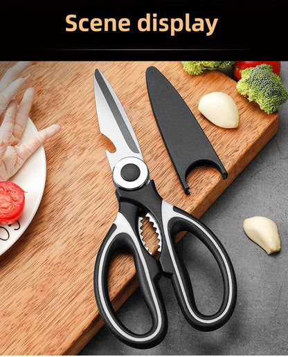 Multipurpose Stainless Steel Kitchen Scissors Heavy Duty Dishwasher Safe for Cutting Meat Poultry Fish and Opening Bottles