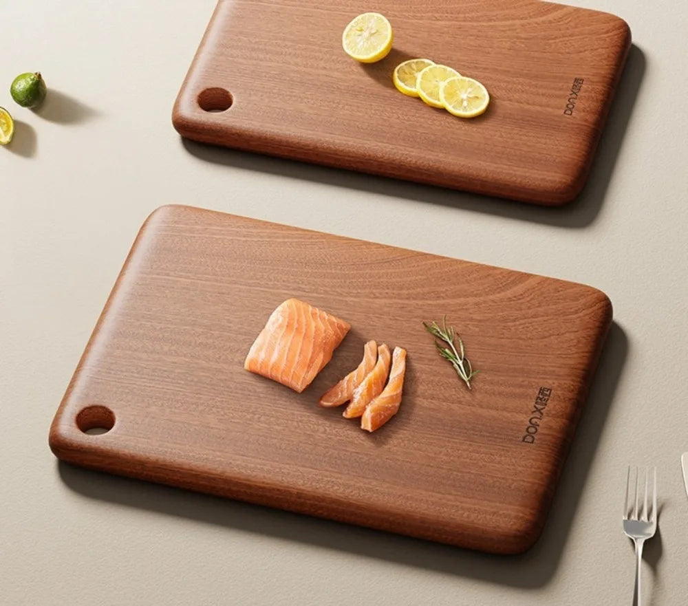 JUSTINLAU 4 Sizes Square Wood Cutting Board Ebony Household Antibacterial and Mildew Proof Fruit Meat Vegetables Chopping Board