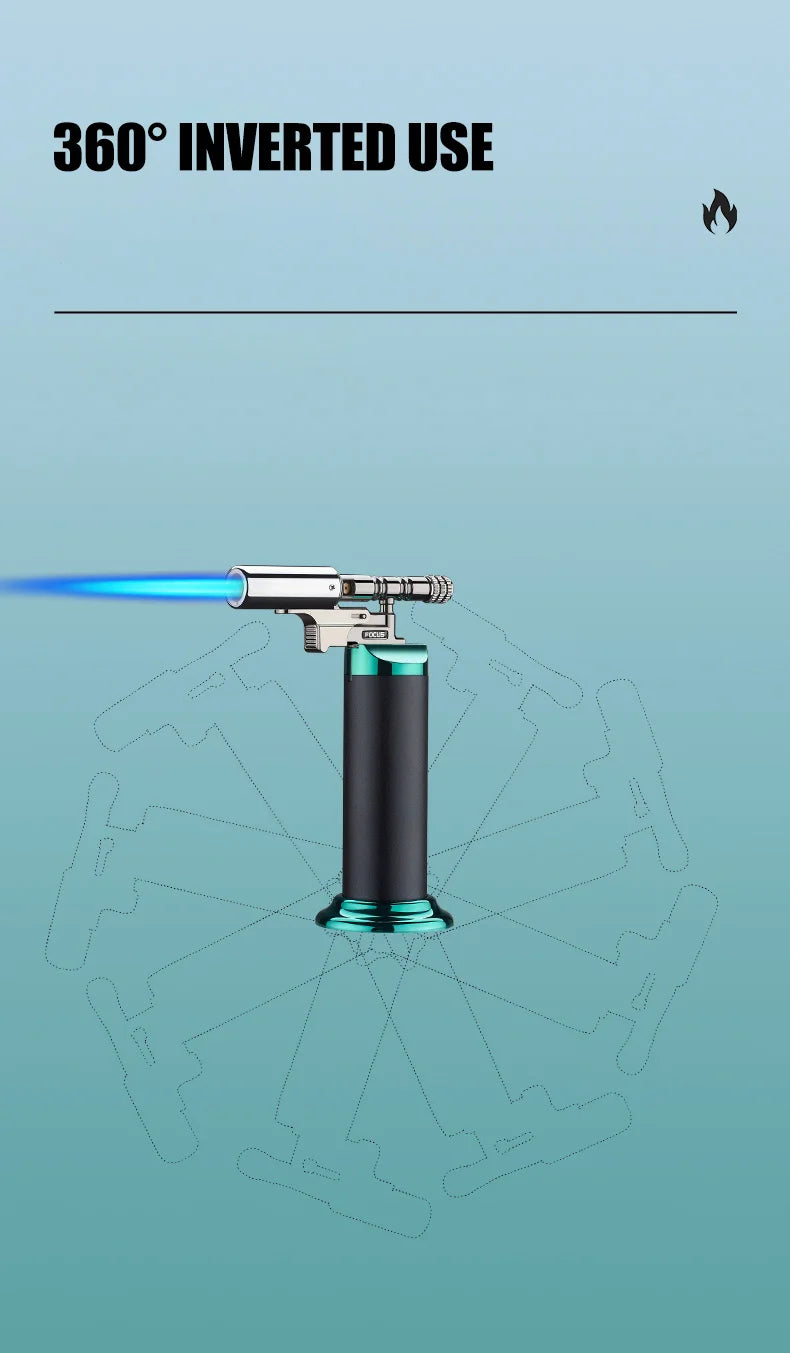 Spray Gun Inflatable Lighter Strong Blue Flame Adjustable Flame Size 360° Inverted Use Outdoor Home Use Gadgets