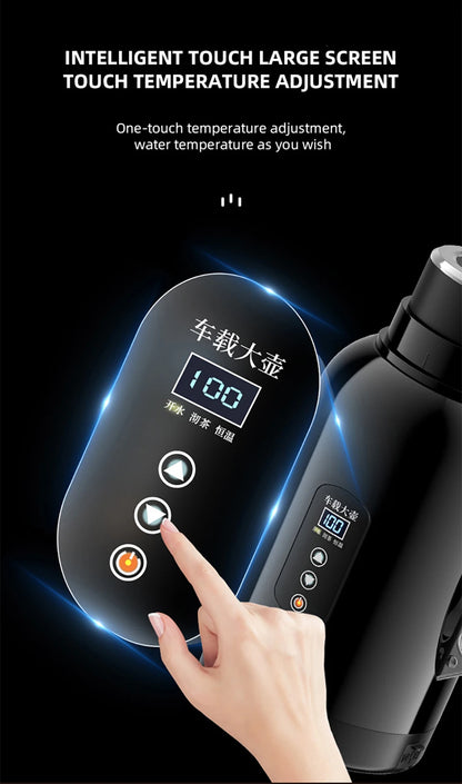 12V/24V Universal Car Kettle 1300ML/1500ML Large Capacity Smart Electric Water Heater LCD Display Temperature Control Stainless
